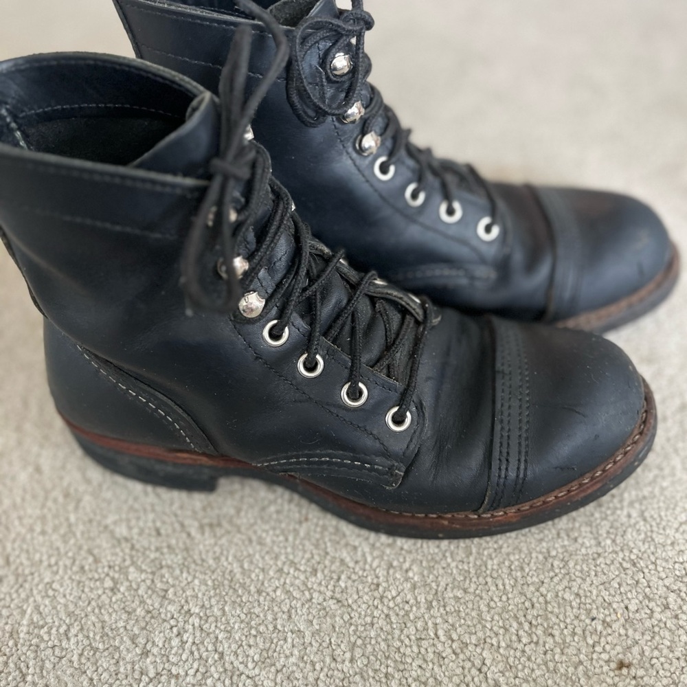 Black Lace-Up Leather Boots
